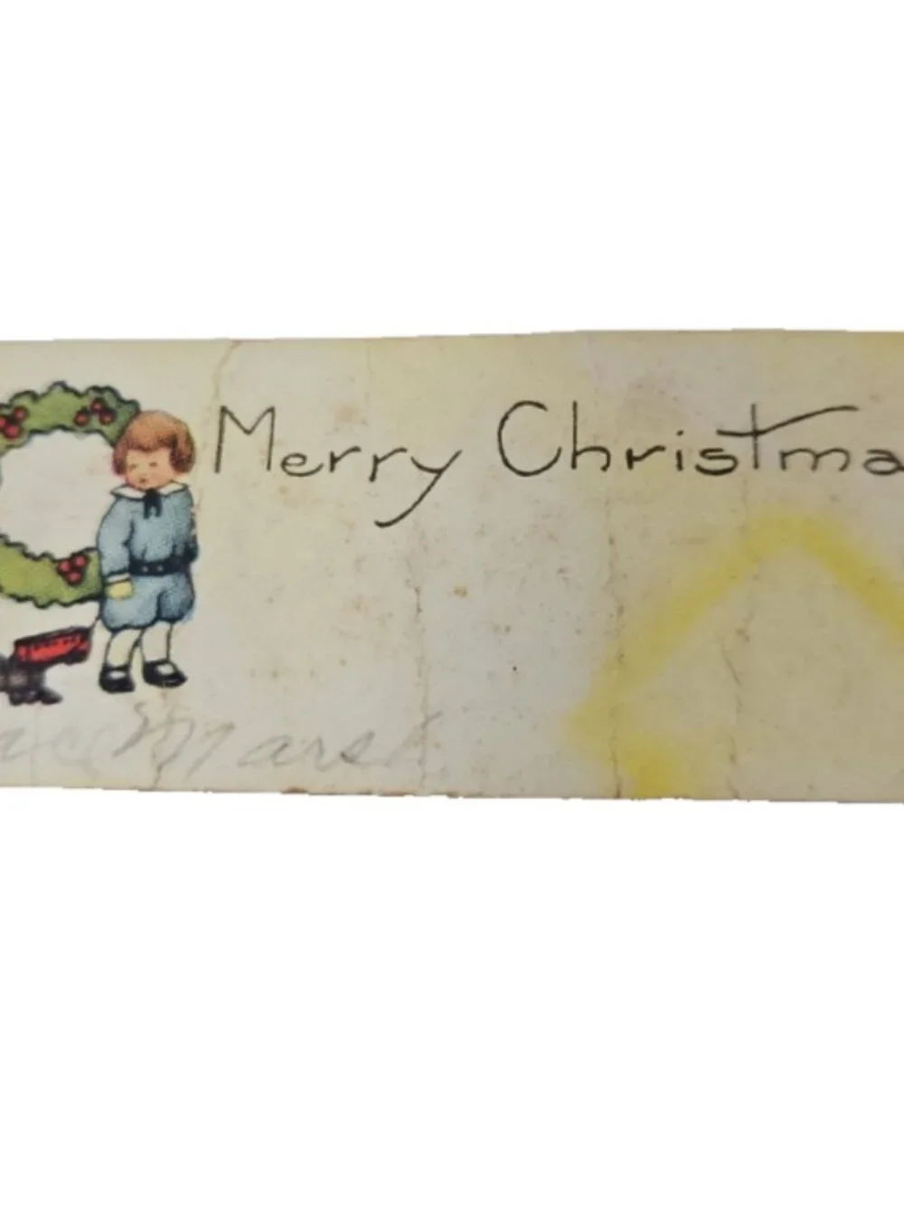 Antique 1800s Christmas Time Capsule Box Petroliana Wood Puzzle Toy Card Crayons